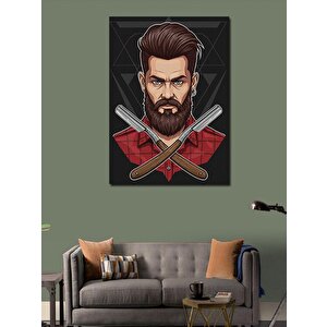 Kanvas Tablo Berber Ve Çapraz Bıçak Figürü 100x140 cm