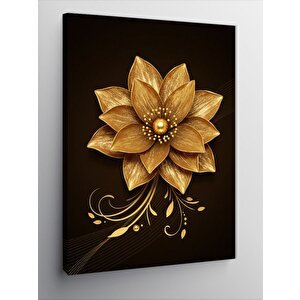 Kanvas Tablo Altın Çiçek Ve Minimalist Tasarım 50x70 cm