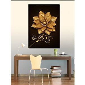 Kanvas Tablo Altın Çiçek Ve Minimalist Tasarım 70x100 cm