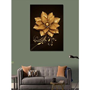 Kanvas Tablo Altın Çiçek Ve Minimalist Tasarım 70x100 cm