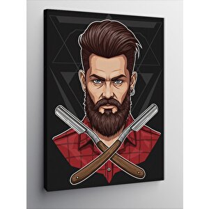 Kanvas Tablo Berber Ve Çapraz Bıçak Figürü 70x100 cm