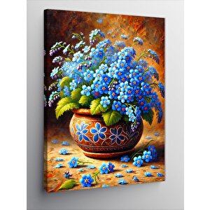 Kanvas Tablo Çiçekli Seramik Vazo Ve Buket 50x70 cm