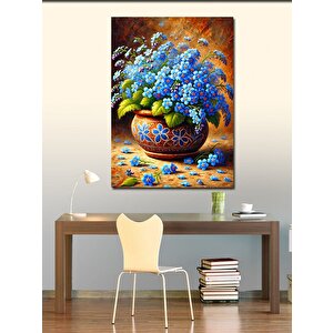 Kanvas Tablo Çiçekli Seramik Vazo Ve Buket 50x70 cm