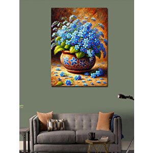 Kanvas Tablo Çiçekli Seramik Vazo Ve Buket 50x70 cm
