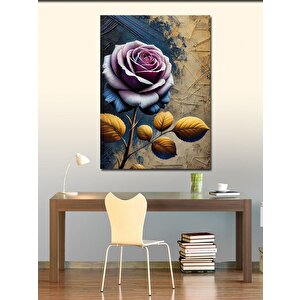Kanvas Tablo Mor Gül Ve Yapraklar 100x140 cm