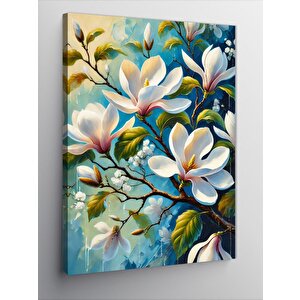 Kanvas Tablo Beyaz Çiçekler Ve Doğa 70x100 cm