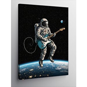 Kanvas Tablo Uzayda Gitar Çalan Astronot 70x100 cm