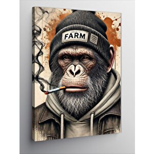 Kanvas Tablo Farm Şapkalı Maymun 70x100 cm