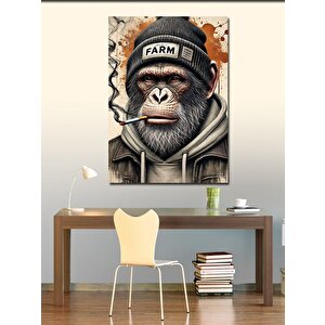 Kanvas Tablo Farm Şapkalı Maymun 70x100 cm