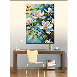 Kanvas Tablo Beyaz Çiçekler Ve Doğa 100x140 cm