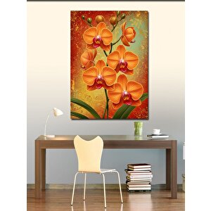 Kanvas Tablo Turuncu Orkide Çiçekleri 100x140 cm