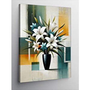 Kanvas Tablo Zarif Beyaz Çiçek Aranjmanı 50x70 cm