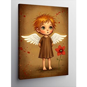 Kanvas Tablo Melek Çocuk Ve Çiçek 50x70 cm
