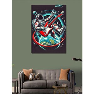 Kanvas Tablo Uzayda Gitar Çalan Astronot 100x140 cm
