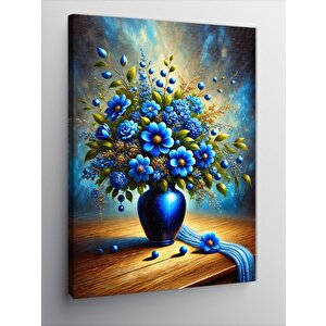 Kanvas Tablo Mavi Vazo Ve Çiçekler 50x70 cm