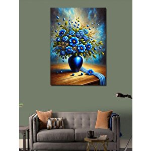 Kanvas Tablo Mavi Vazo Ve Çiçekler 50x70 cm