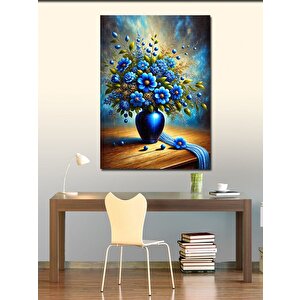 Kanvas Tablo Mavi Vazo Ve Çiçekler 70x100 cm