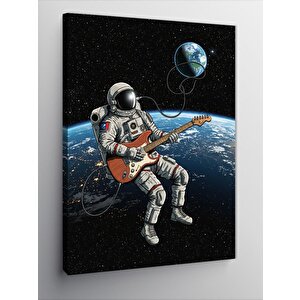 Kanvas Tablo Uzayda Gitar Çalan Astronot 100x140 cm