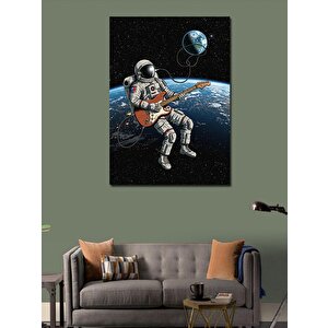 Kanvas Tablo Uzayda Gitar Çalan Astronot 100x140 cm