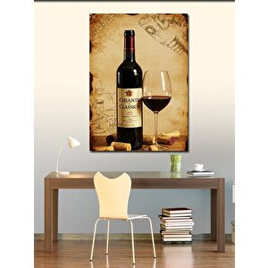 Kanvas Tablo Şarap Şişesi Ve Bardak 70x100 cm