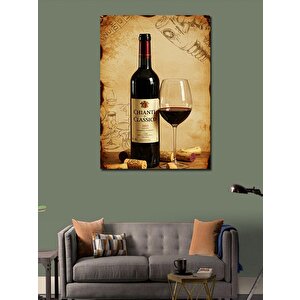 Kanvas Tablo Şarap Şişesi Ve Bardak 70x100 cm
