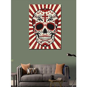 Kanvas Tablo Kafatası Ve Çapraz Çizim 70x100 cm