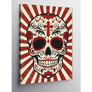 Kanvas Tablo Kafatası Ve Çapraz Çizim 100x140 cm