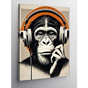 Kanvas Tablo Kulaklık Takmış Maymun 50x70 cm