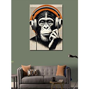 Kanvas Tablo Kulaklık Takmış Maymun 50x70 cm