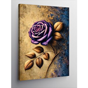 Kanvas Tablo Mor Gül Ve Yapraklar 50x70 cm