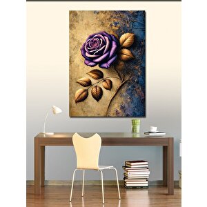 Kanvas Tablo Mor Gül Ve Yapraklar 50x70 cm