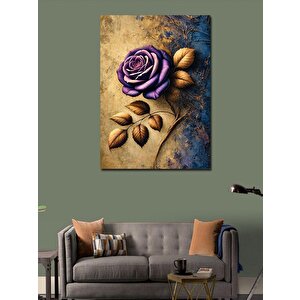 Kanvas Tablo Mor Gül Ve Yapraklar 50x70 cm