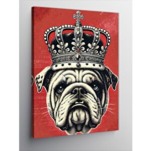 Kanvas Tablo Taçlı Bulldog Portresi 100x140 cm