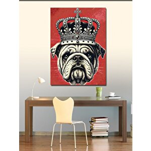 Kanvas Tablo Taçlı Bulldog Portresi 100x140 cm