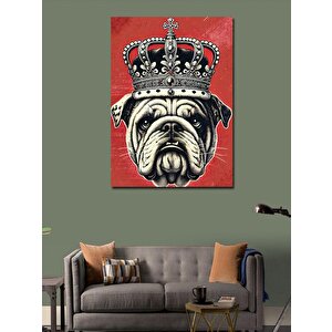 Kanvas Tablo Taçlı Bulldog Portresi 100x140 cm