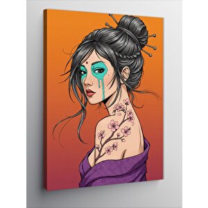 Kanvas Tablo Çiçek Dövmeli Genç Kadın 100x140 cm