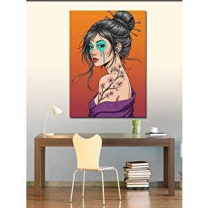 Kanvas Tablo Çiçek Dövmeli Genç Kadın 100x140 cm