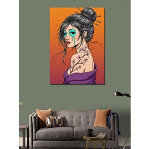 Kanvas Tablo Çiçek Dövmeli Genç Kadın 100x140 cm