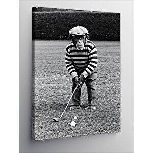 Kanvas Tablo Golf Oynayan Maymun 70x100 cm