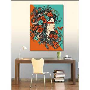 Kanvas Tablo Çiçekli Kadın Yüzü 100x140 cm