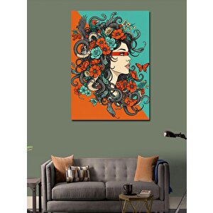 Kanvas Tablo Çiçekli Kadın Yüzü 100x140 cm