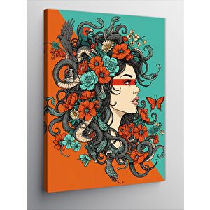 Kanvas Tablo Çiçekli Kadın Yüzü 50x70 cm