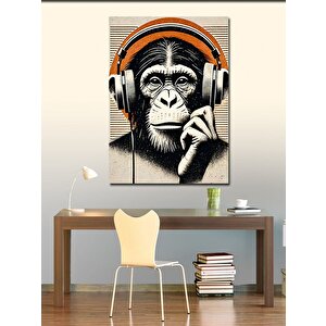 Kanvas Tablo Kulaklık Takmış Maymun 100x140 cm
