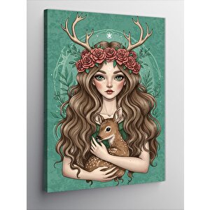 Kanvas Tablo Çiçekli Taçlı Kadın 50x70 cm