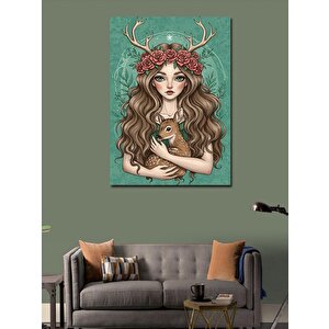 Kanvas Tablo Çiçekli Taçlı Kadın 50x70 cm