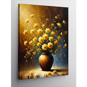 Kanvas Tablo Sarı Çiçek Vazosu 100x140 cm
