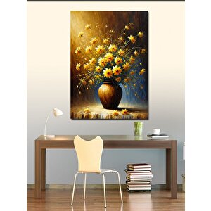 Kanvas Tablo Sarı Çiçek Vazosu 100x140 cm