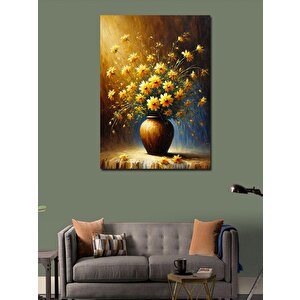Kanvas Tablo Sarı Çiçek Vazosu 100x140 cm