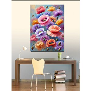 Kanvas Tablo Pembe Ve Mor Çiçekler 50x70 cm
