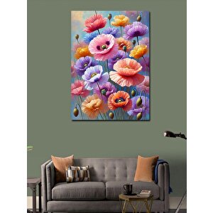 Kanvas Tablo Pembe Ve Mor Çiçekler 50x70 cm